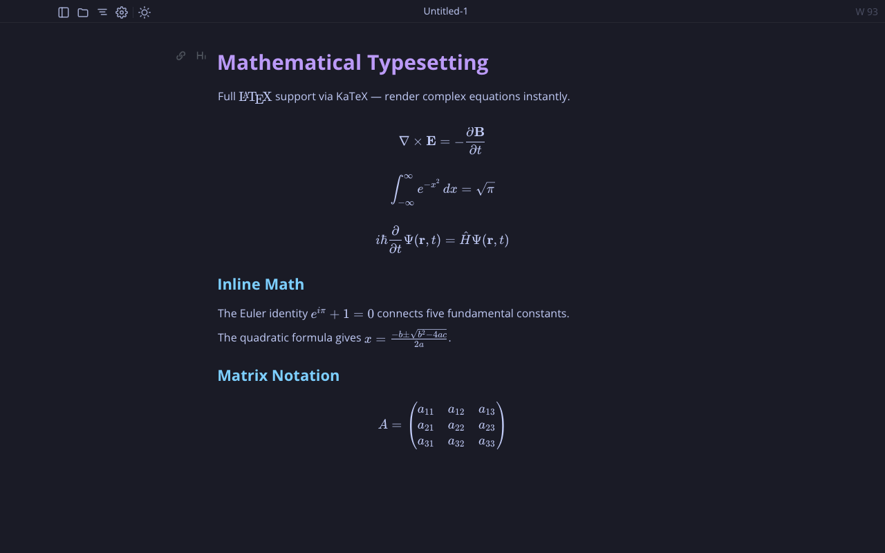 KaTeX equations rendered inline in a document